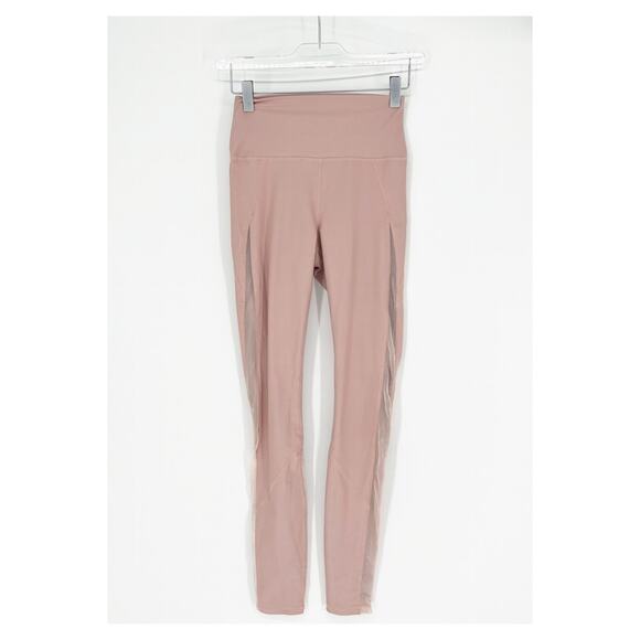Carbon38 Mesh Insert High Waist Full Length Leggings XS Pink - Picture 2 of 7